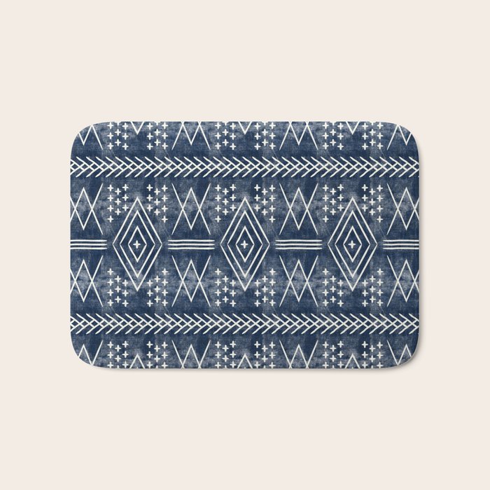 vintage moroccan - dark blue Bath Mat Gallery Image 1