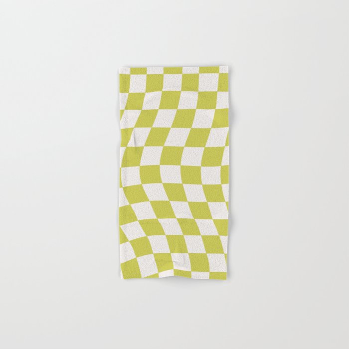 Warped Check Pattern Lime Bath Towel Gallery Image 1