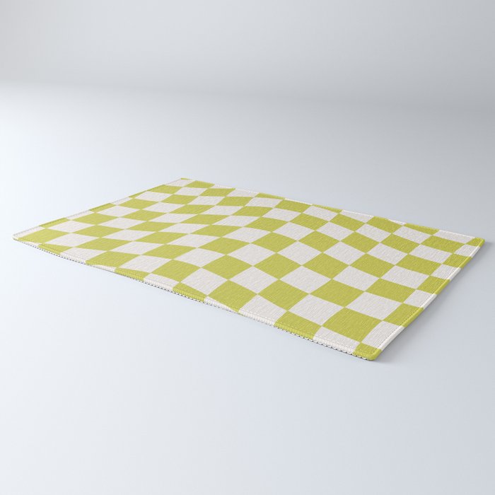 Warped Check Pattern Lime Rug Gallery Image 3