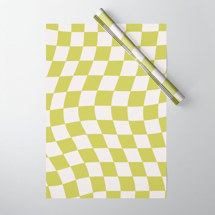 Warped Check Pattern Lime Wrapping Paper Gallery Image 1