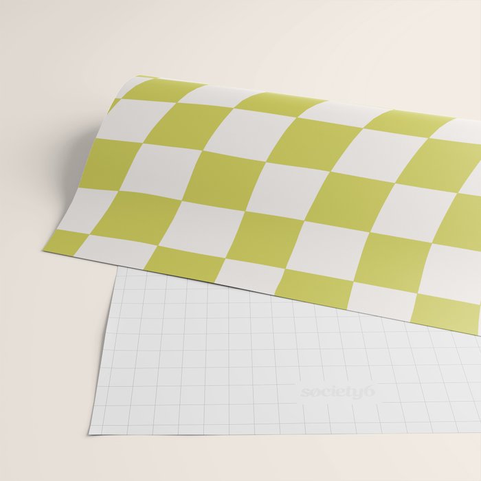 Warped Check Pattern Lime Wrapping Paper Gallery Image 2