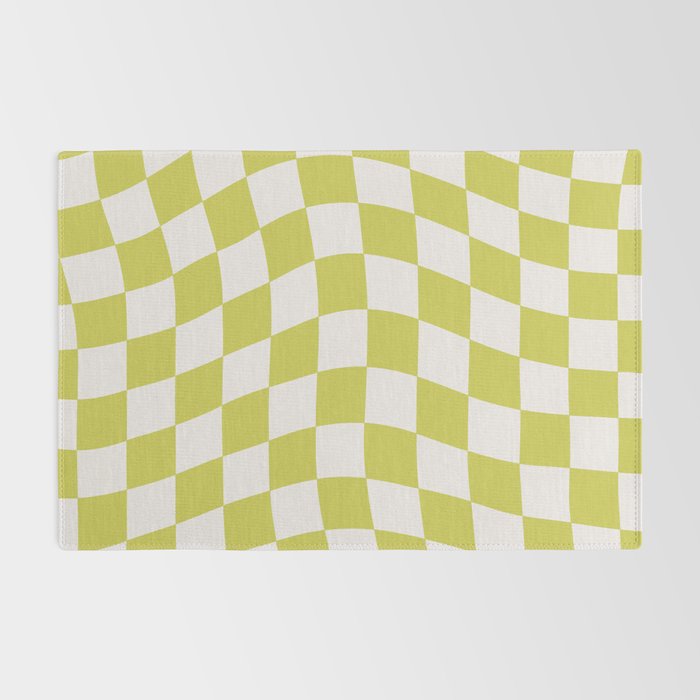 Warped Check Pattern Lime Rug Gallery Image 2