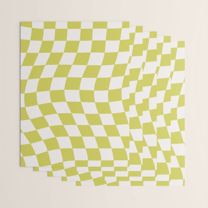 Warped Check Pattern Lime Wrapping Paper Gallery Image 3