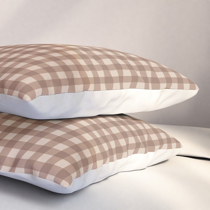 Gingham Plaid Pattern - Coffee Creme Pillow Sham Gallery Image 3