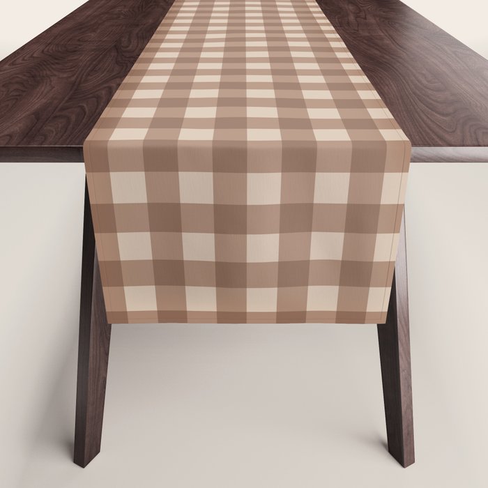 Gingham Plaid Pattern - Coffee Creme Table Runner Gallery Image 1