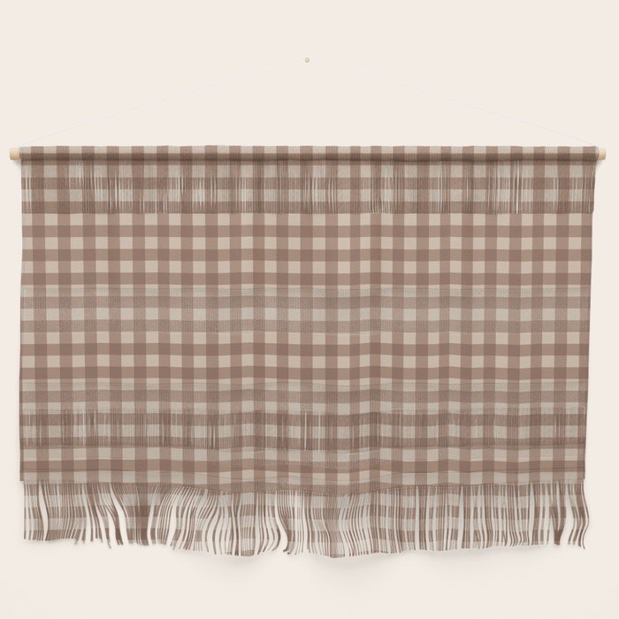 Gingham Plaid Pattern - Coffee Creme Wall Hanging Gallery Image 1