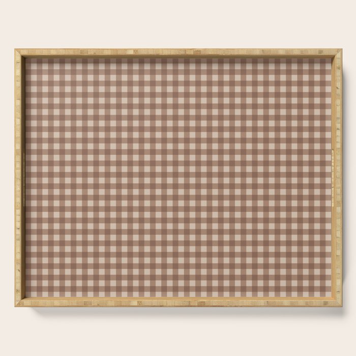 Gingham Plaid Pattern - Coffee Creme Serving Tray Gallery Image 1