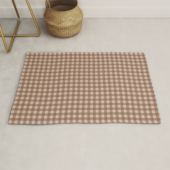 Gingham Plaid Pattern - Coffee Creme Rug Gallery Image 1