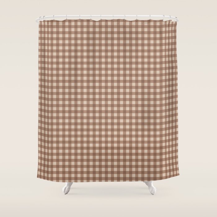 Gingham Plaid Pattern - Coffee Creme Shower Curtain Gallery Image 1