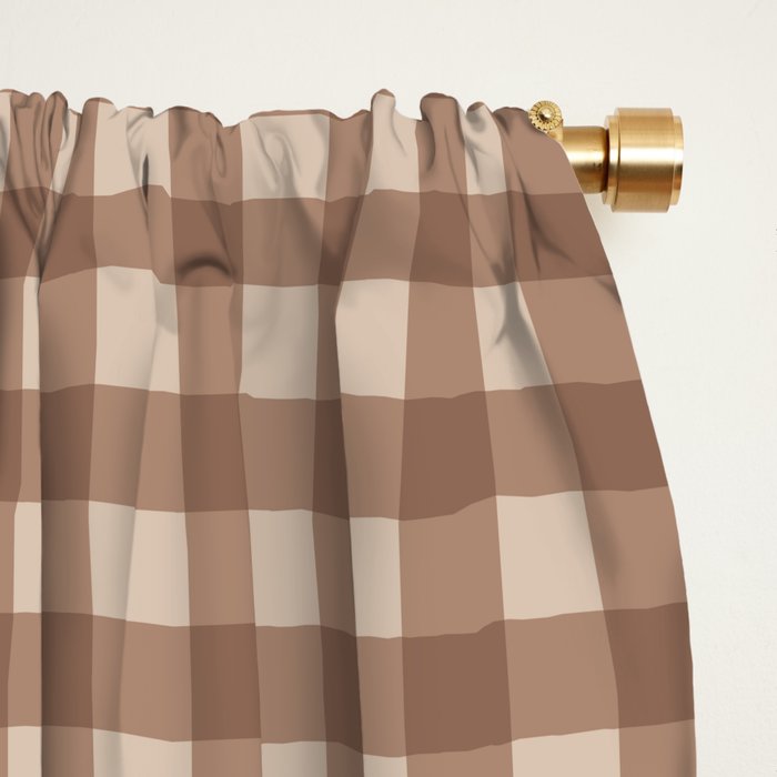 Gingham Plaid Pattern - Coffee Creme Window Curtain Gallery Image 2