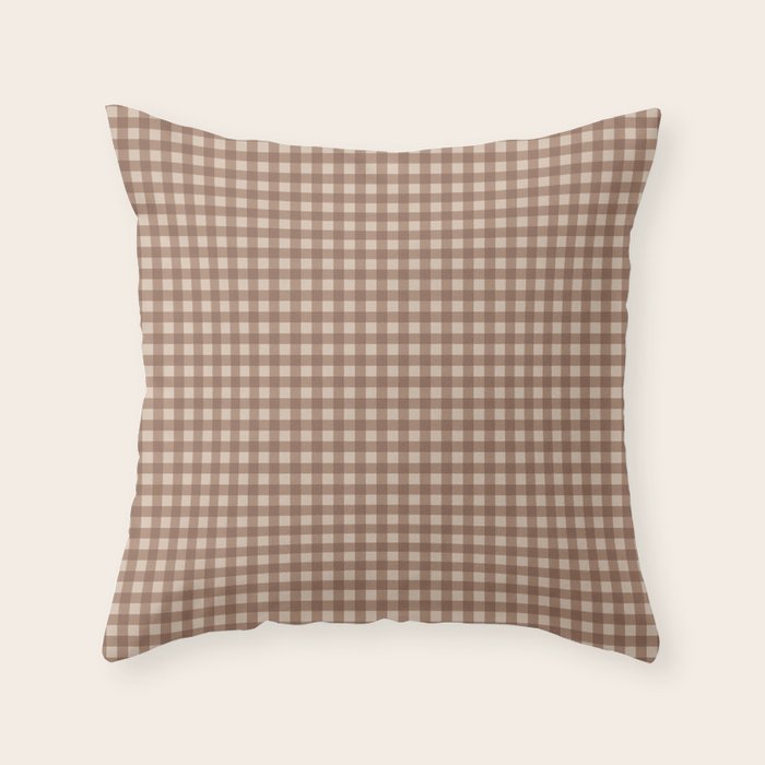 Gingham Plaid Pattern - Coffee Creme Throw Pillow Gallery Image 6