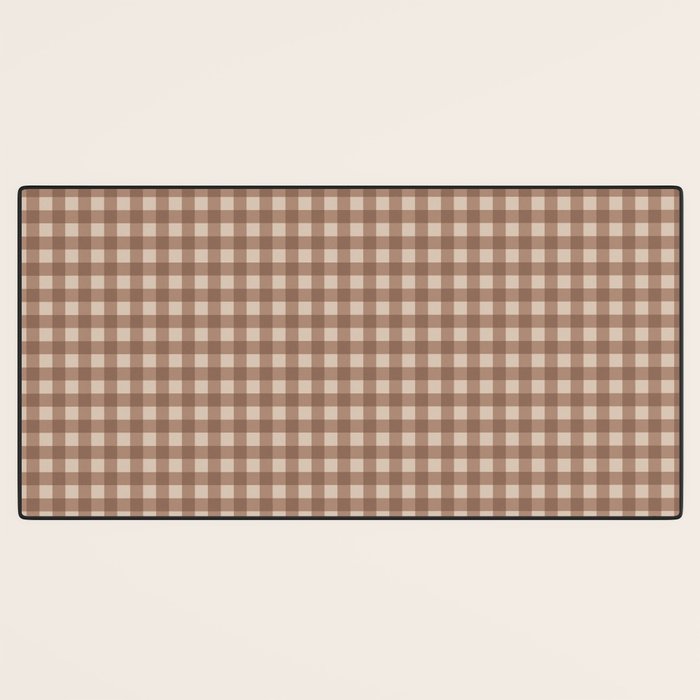 Gingham Plaid Pattern - Coffee Creme Desk Mat Gallery Image 3