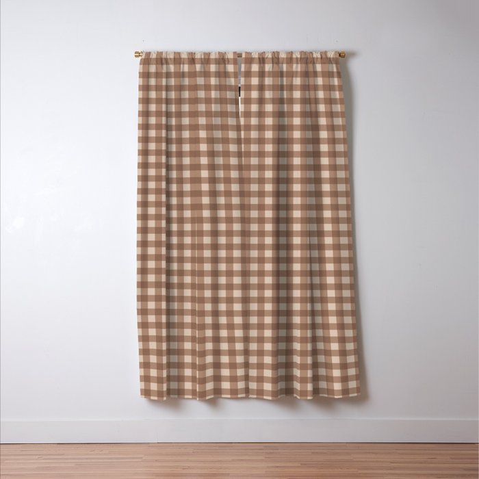 Gingham Plaid Pattern - Coffee Creme Window Curtain Gallery Image 3