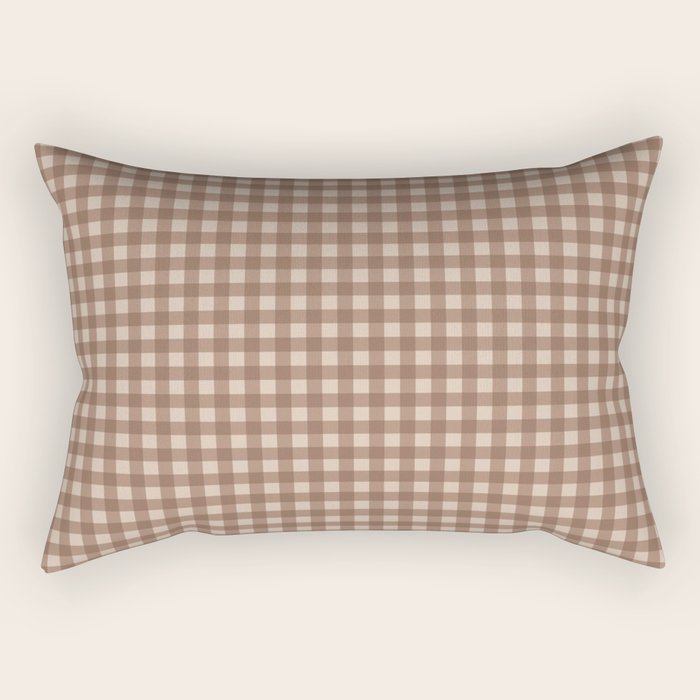 Gingham Plaid Pattern - Coffee Creme Rectangular Pillow Gallery Image 2