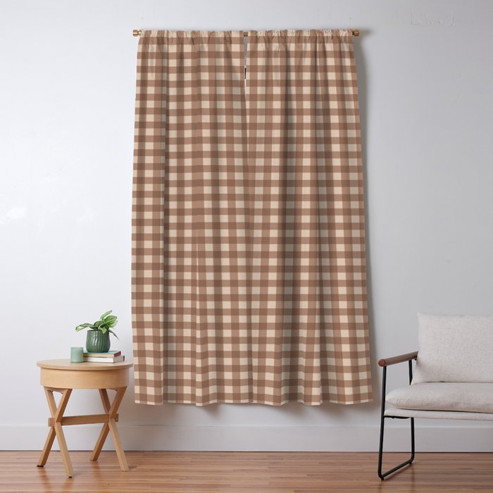 Gingham Plaid Pattern - Coffee Creme Window Curtain Gallery Image 5