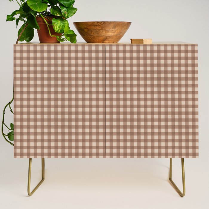 Gingham Plaid Pattern - Coffee Creme Credenza Gallery Image 1