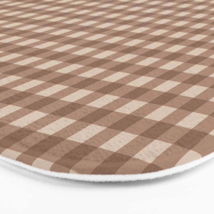 Gingham Plaid Pattern - Coffee Creme Bath Mat Gallery Image 3