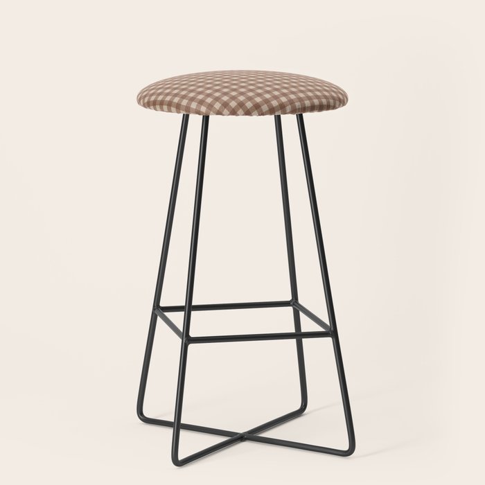 Gingham Plaid Pattern - Coffee Creme Stool Gallery Image 1