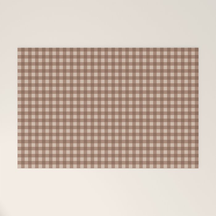 Gingham Plaid Pattern - Coffee Creme Welcome Mat Gallery Image 1