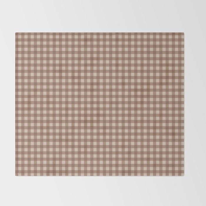 Gingham Plaid Pattern - Coffee Creme Throw Blanket Gallery Image 2