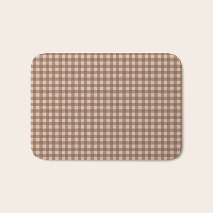 Gingham Plaid Pattern - Coffee Creme Bath Mat Gallery Image 1