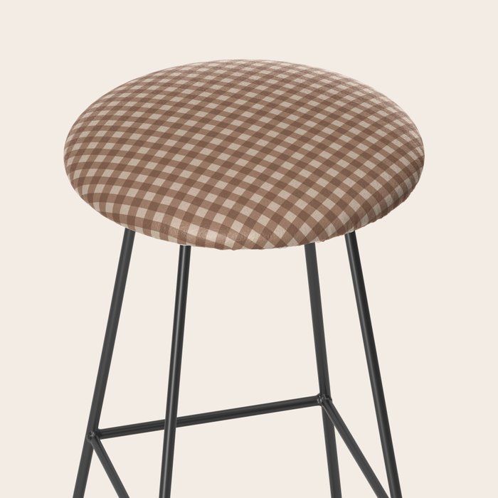 Gingham Plaid Pattern - Coffee Creme Stool Gallery Image 2