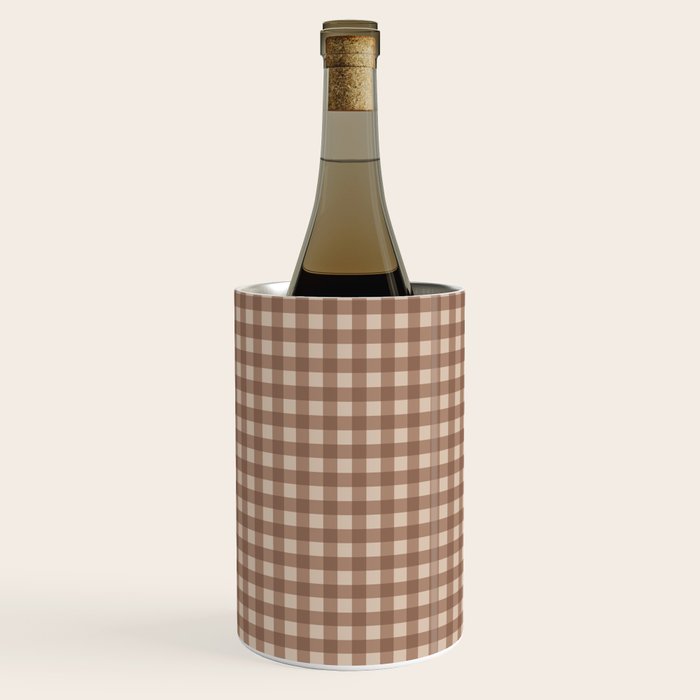 Gingham Plaid Pattern - Coffee Creme Wine Chiller Gallery Image 3