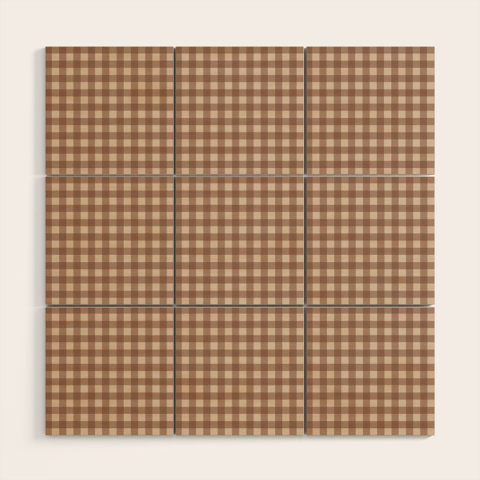 Gingham Plaid Pattern - Coffee Creme Wood Wall Art Gallery Image 1