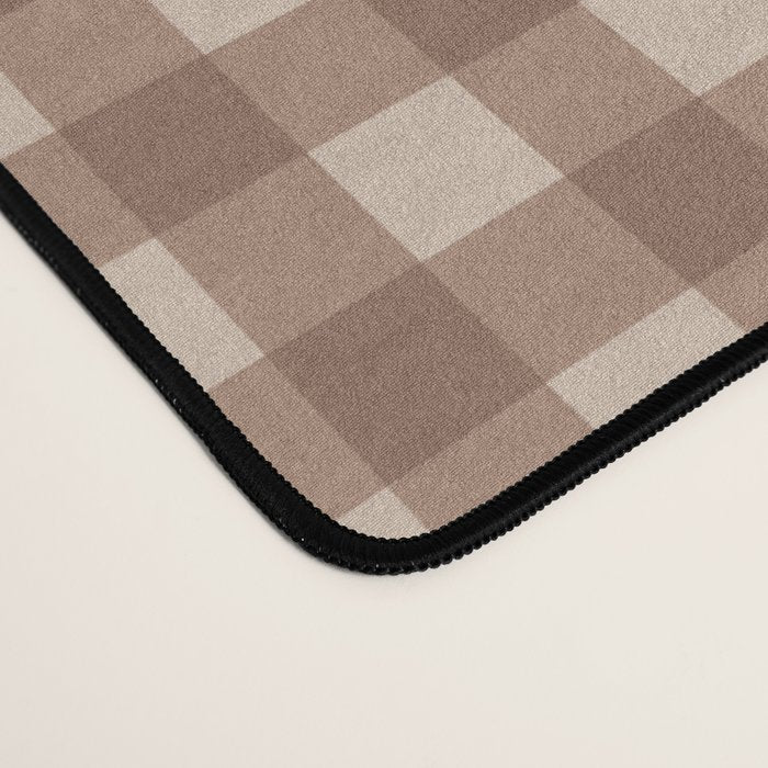 Gingham Plaid Pattern - Coffee Creme Desk Mat Gallery Image 4