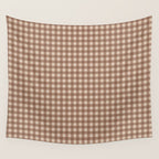 Gingham Plaid Pattern - Coffee Creme Wall Tapestry Gallery Image 4
