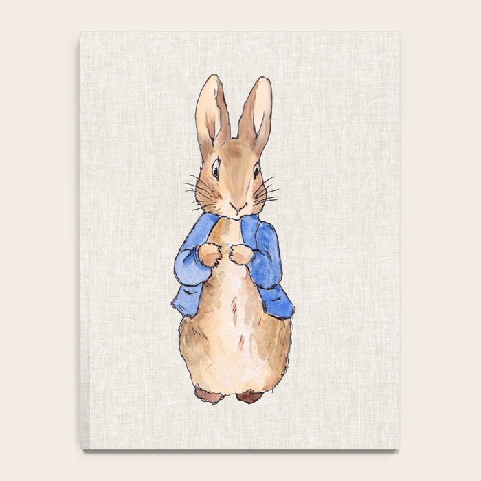 Peter the rabbit beige linen textured background Notebook Gallery Image 4