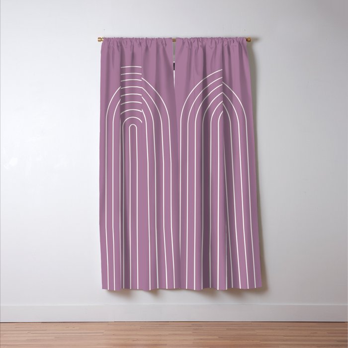 Minimal Arch XXXI Lilac Purple Modern Geometric Lines Window Curtain Gallery Image 3