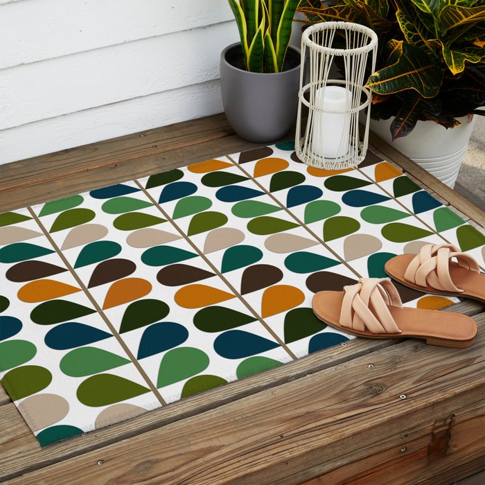 Mid Century Modern Fern Pattern Outdoor Rug Gallery Image 2