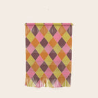 Retro Diamond Stitch Plaid - Burgundy Rust Wall Hanging Gallery Image 1