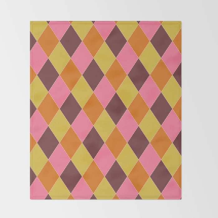 Retro Diamond Stitch Plaid - Burgundy Rust Throw Blanket Gallery Image 2