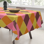 Retro Diamond Stitch Plaid - Burgundy Rust Tablecloth Gallery Image 3