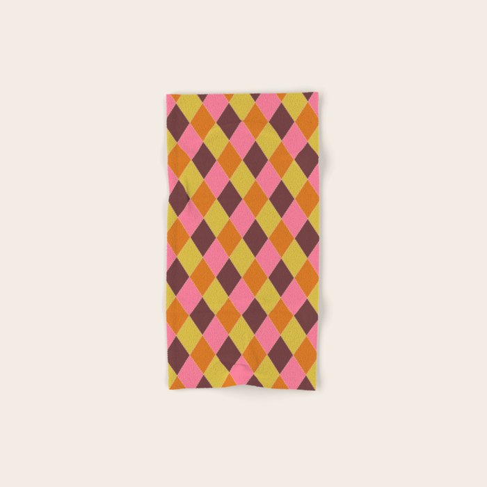 Retro Diamond Stitch Plaid - Burgundy Rust Bath Towel Gallery Image 1