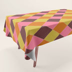 Retro Diamond Stitch Plaid - Burgundy Rust Tablecloth Gallery Image 1