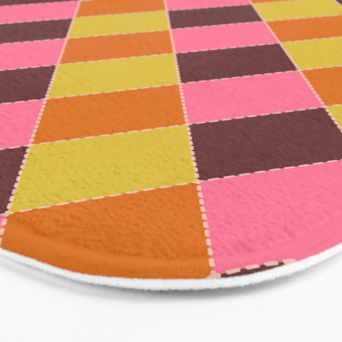 Retro Diamond Stitch Plaid - Burgundy Rust Bath Mat Gallery Image 3