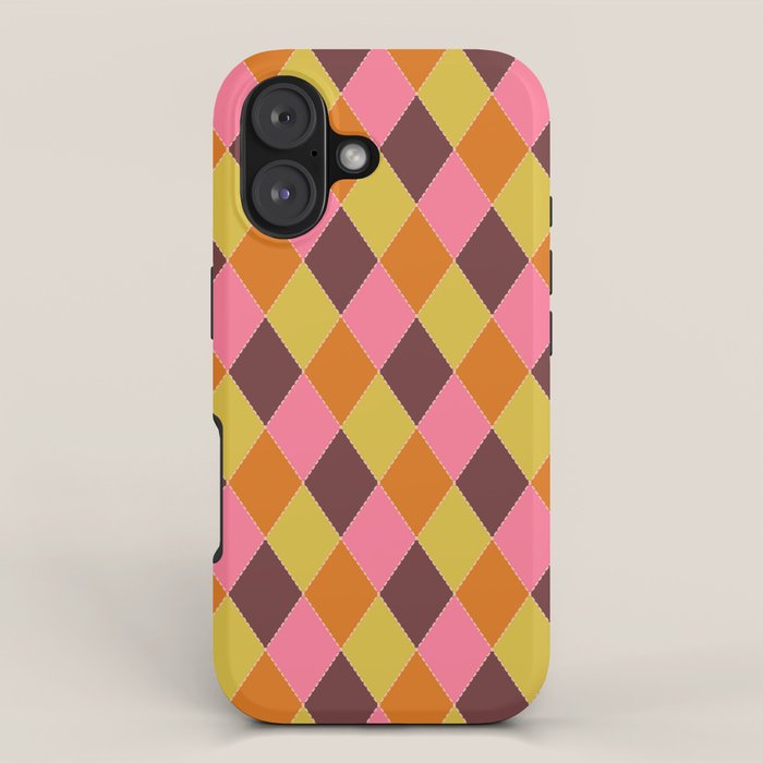 Retro Diamond Stitch Plaid - Burgundy Rust iPhone Case Gallery Image 1