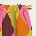 Retro Diamond Stitch Plaid - Burgundy Rust Window Curtain Gallery Image 2