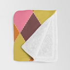 Retro Diamond Stitch Plaid - Burgundy Rust Throw Blanket Gallery Image 3