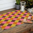 Retro Diamond Stitch Plaid - Burgundy Rust Outdoor Rug Gallery Image 2