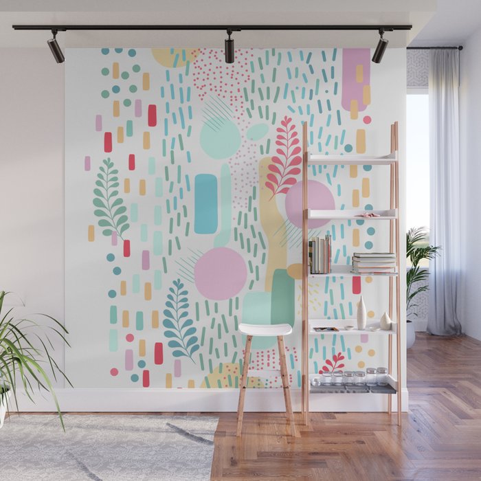 Abstract Nature - Colourful Doodle Pattern 3 Wall Mural Gallery Image 1