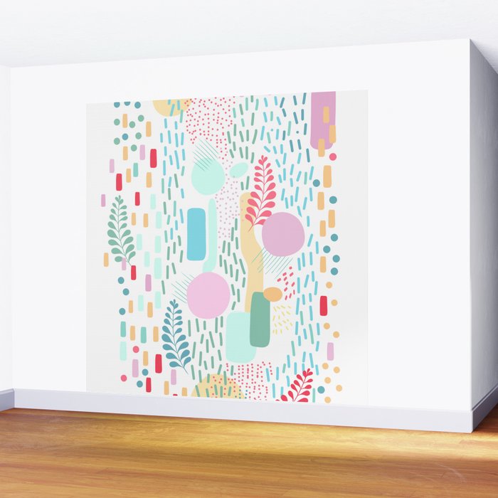 Abstract Nature - Colourful Doodle Pattern 3 Wall Mural Gallery Image 2