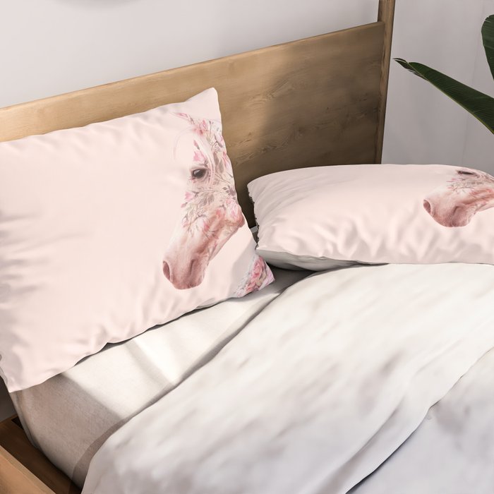 FLORAL HORSE Pillow Sham Gallery Image 2