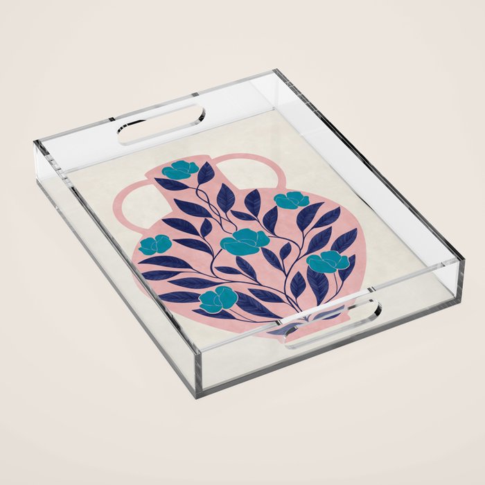 Vase with blue roses collection Acrylic Tray Gallery Image 1