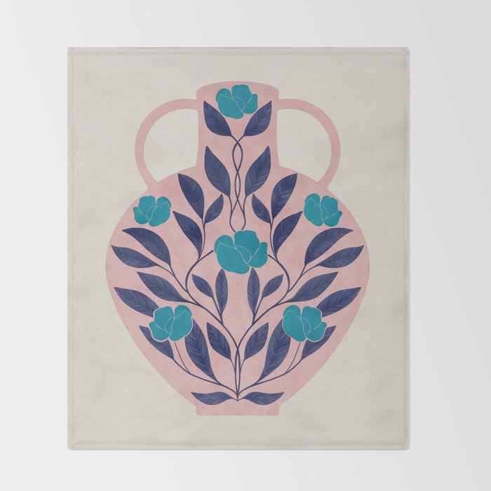 Vase with blue roses collection Throw Blanket Gallery Image 2
