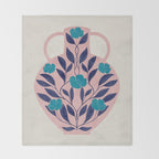 Vase with blue roses collection Throw Blanket Gallery Image 2