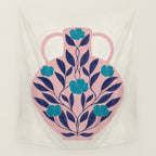 Vase with blue roses collection Wall Tapestry Gallery Image 4